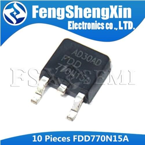 10pcs FDD770N15A TO-252 FDD770N15 TO252 770N15A SOT 150V 18A N-Channel MOSFET Transistor