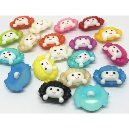 100pcs Mixed Girl Acrylic Sewing Shank Buttons 23mmx18mm Cartoon Baby Sewing Accessories Button