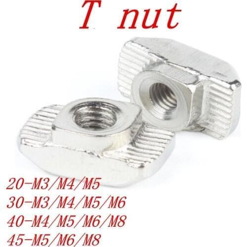 1000/100pcs wholesale M3 M4 M5 M6 M8 harmmer head T nut Drop In Nut For 20 30 40 45 Series Aluminum profile