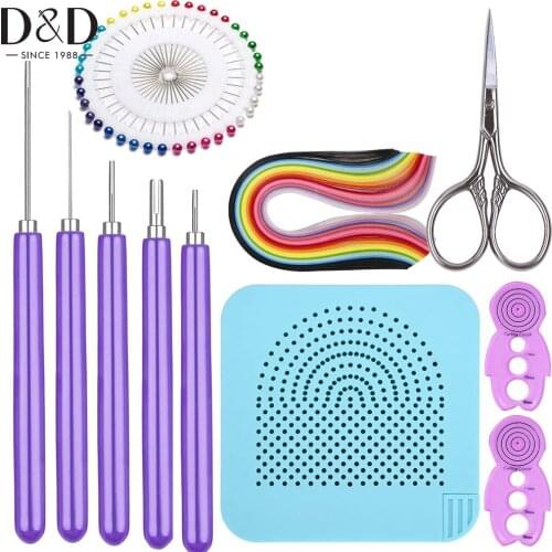 270pcs/set Outus Quilling Board with 5pc Quilling Slotted Tool&2pc Quilling Curling Coach 26 Colors 260 Strips&Sewing Scissors