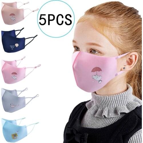 5pcs Cute Mask For Face Children Fabric Mask For Face Kids Mask Jettable Child Mouth Cap Print Mascarillas Ninos Masque Enfant