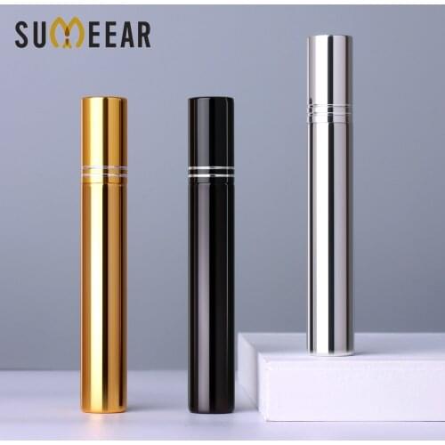 50 Pcs/Lot 15ml Portable UV Glass Refillable Perfume Bottle With Double line Aluminum Atomizer Spray Bottles Sample Empty Conta