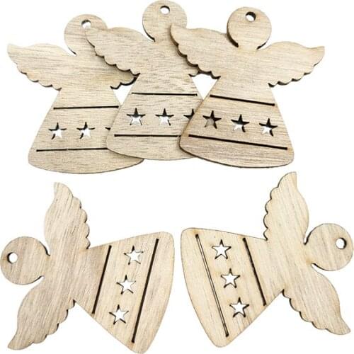 6pcs Unfinished Wooden Christmas Ornaments Predrilled Wood Slices Cutouts for Holiday Hanging Embellishments Painting DIY Crafts
