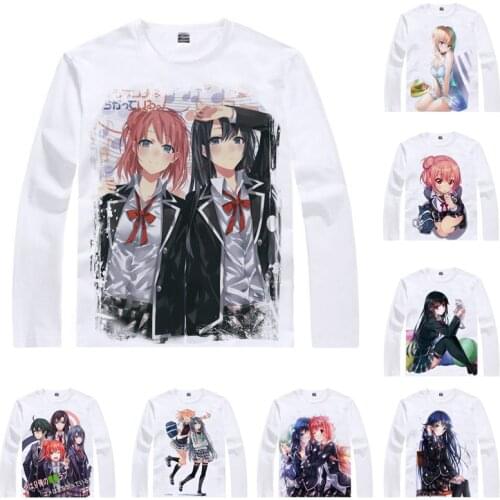 Coolprint Anime Shirt SNAFU OreGairu Hamachi T-Shirts Long Sleeve Yukino Yukinoshita Yui Yuigahama Cosplay Motivs Kawaii Shirts
