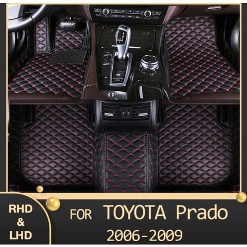 MIDOON leather Car floor mats for Toyota Prado（EIGHT SEAT）2006 2007 2008 2009 Custom auto foot Pads automobile carpet cover