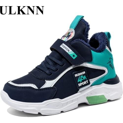 Childrens Shoes 2021 Winter Boys Plus Velvet Warm Cotton Sports Shoes Kids Leather Waterproof Two Cotton Sneakers Student