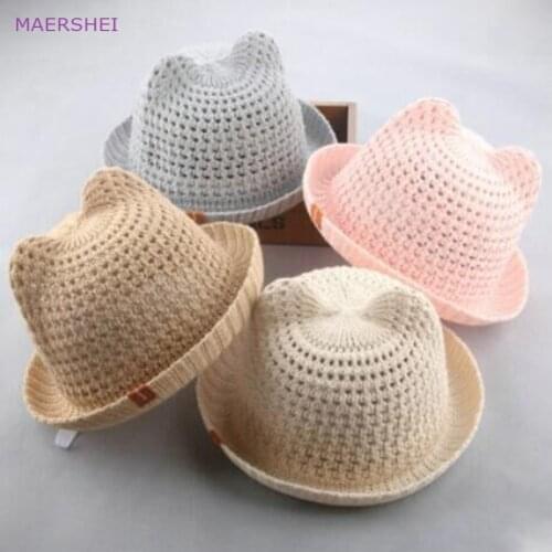 MAERSHEI Childrens cat ears sunshade hat summer boys pots hats kids sun hats flanging baby spring and autumn sun protection ha