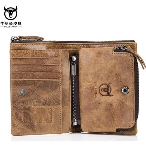 Mens Wallet Leather Retro Mens Wallet First Layer Cowhide Multi-card Card Holder Coin Purse