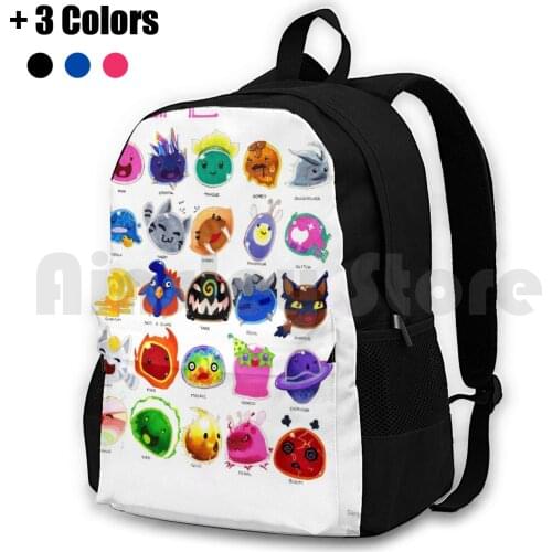 Slime-Dentification Chart Outdoor Hiking Backpack Waterproof Camping Travel Slime Slimes Slime Rancher Cute Blob Colours Colors