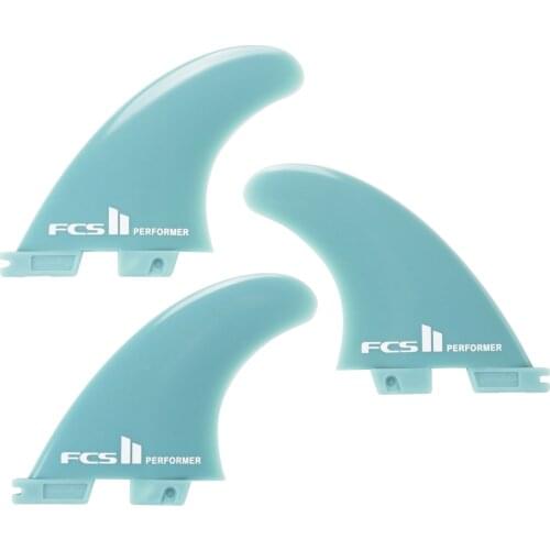 Double Tabs Fins II Medium Performer/Reactor Fiberglass Reinforced Polymer Surfboard Fins - Thruster (3 Fins) Double Blue/Black