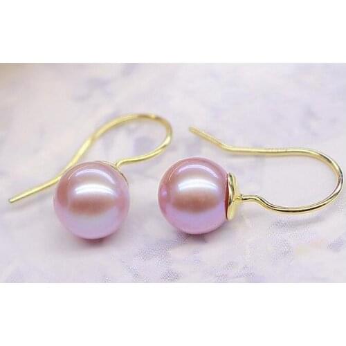 Elegnat 10-11mm south sea round multicolvenderlaor pearl earring 925s