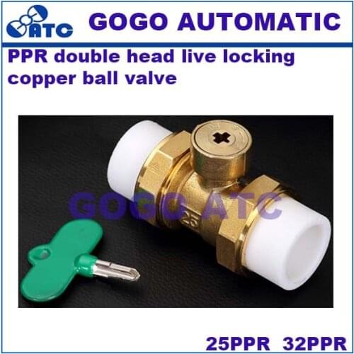 Water pipe fittings all copper locking PPR double head live locking copper ball valve copper valve 25PPR 32PPR Safe and durable