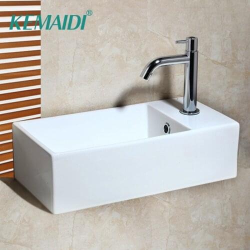 KEMAIDI Washbasin New Ceramic Washbasin Vessel Lavatory Basin Bathroom Sink Bath Combine Brass Faucet Mixers & Taps