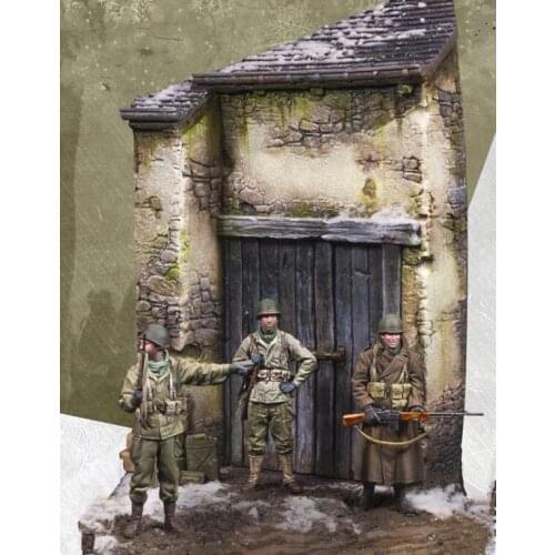 1/35 Resin Figure Model Kit Unassambled Unpainted//1085(3 figures with WALL)