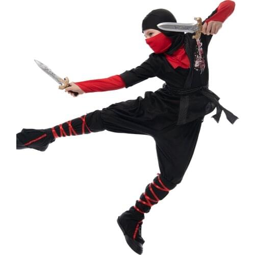 Snailify Deadly Ninja Boys Costume Halloween Costume For Kids Black Ninja Cosplay For Child 6 Pieces Set