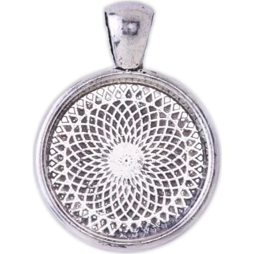 20pcs 16mm Antique Silver Plated Round Pendant Tray with bail,cameo pendant blank,pendant bezels,for jewelry making,DIY-10075202