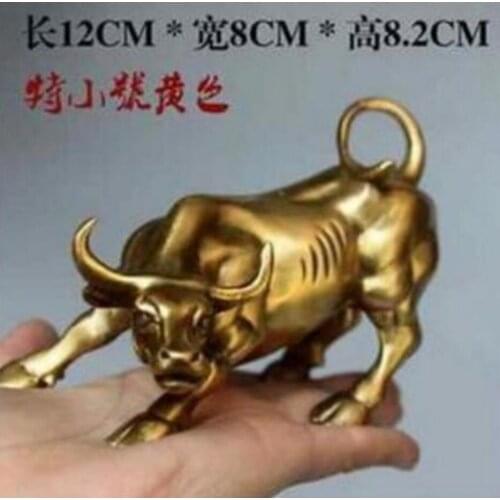 Copper Statue Copper Brass CHINESE crafts decoration Big Wall Street Bronze Fierce Bull OX Statue-Brass