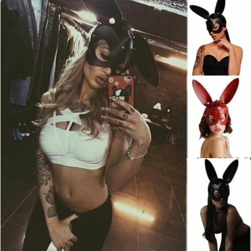 Cute Halloween Masquerade Long Ears Rabbit Half Mask Bondage Party Decor Halloween Bunny Mask