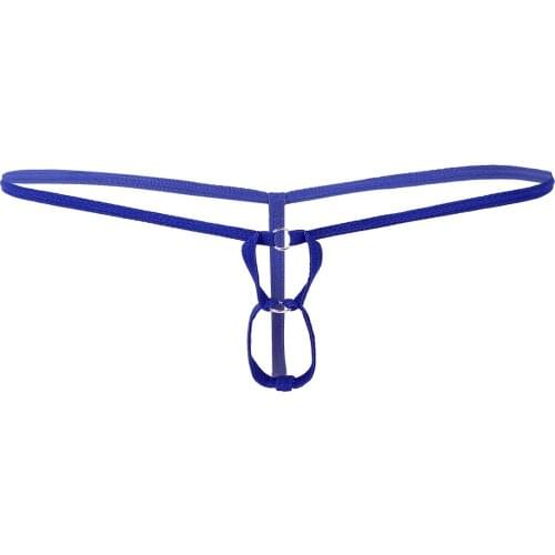 Mens Gay Erotic Lingerie Panties Low Rise with Front Two O-ring Holes Jockstraps T-back Thong G-String Briefs Sissy Underwear