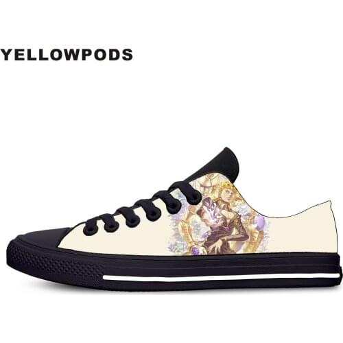 Mens Casual Shoes Jo Jo Bizarre Adventure Blood Anime Hot Cool Man Non-leather Casual Lightweight Shoes Off White Men