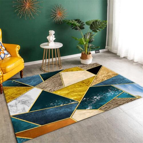 Nordic Marble Geometric Carpet Bedroom Luxury Modern Living Room Rug Soft Childrens Floor Mat Non-slip Bedside Mat Decor Home