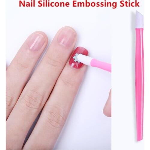 New 3pcs/lot 9.8Cm Soft Nail Cuticle Pusher Plastic Rubber Pink Color High Quality Nail Tool Set Manicure Accessories