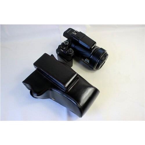 Suitable for Nikon COOLPIX P1000 PU leather camera bag protective cover P1000 protective half cover base opening