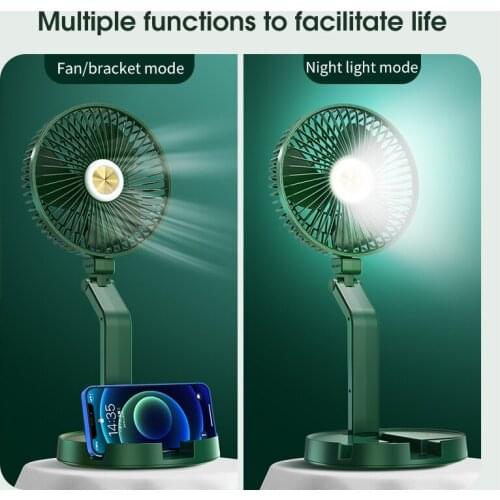 ELOOLE Folding Lamp Fan Handheld Portable Fan Folding LEDLamp Lighting Function Stand Fan USB Charging Telescopic Table Lamp Fan