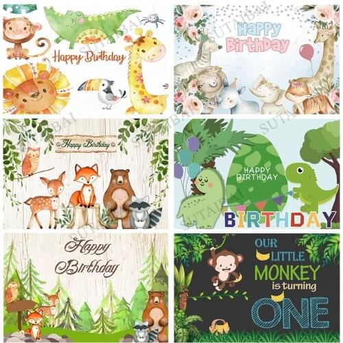 Safari Backdrop Jungle Forest Woodland Wild Animal Newborn Baby Shower Birthday Party Photography Background For Photo Studio