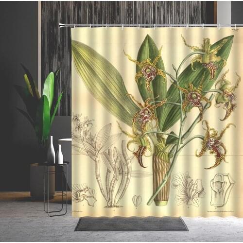 Flowers Shower Curtain Orchid Green Leaf Spring Natural Landscape Bathtub Screen Bathroom Accessories With Hook Bath Curtains