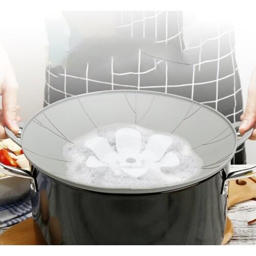Silicone Anti-overflow Pot Lid Flower Shape Fresh-keeping Lid Steaming Rack Heat Insulation Rotatable Lid Kitchen Gadget
