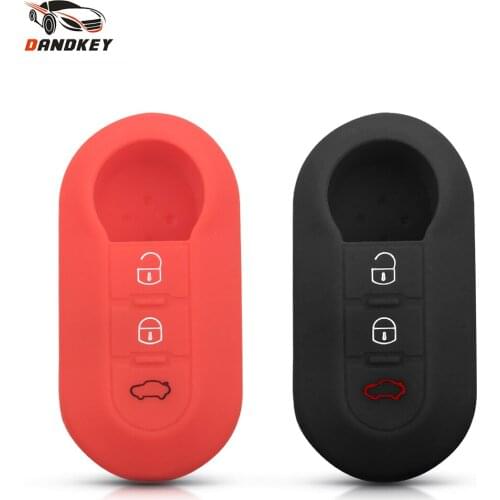 Dandkey Silicone Car Key Cover Case For Fiat 500 Grande Punto Stilo Panda Ducato Bravo For Lancia Ypsilon Delta Musa Nera