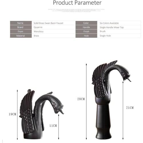 Vidric Black Swan Basin Faucet Single Solid Brass Single Handle Mixer Tap Arch Design Bathroom Sink Faucet Torneira do Banheiro