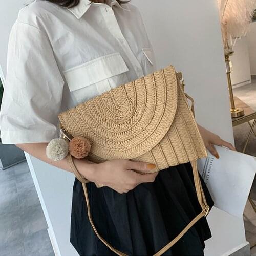 Shoulder Bag Fashion Girls Crossbody Envelope Bag Elegant Straw Handbag Clutch Beachwear Streetwear 2021 Summer Womens Wallet