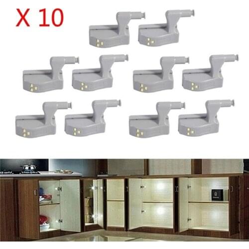 10Pcs LED Cabinet Light Smart Touch Induction Cupboard Inner Hinge Lamp Sensor Light Night Light Closet Wardrobe Kitchen Cabinet