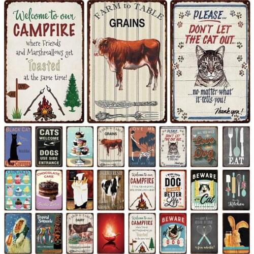 Fresh Farm Products Tin Signs Livestock Animal Metal Tin Plate Sign Cafe Countryside Grange Art Iron Painting Poster Wall Decor