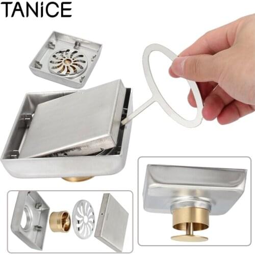 TANiCE 304 Stainless Steel Shower Grate Tile Insert Drain Square Bathroom Kitchen Balcony Floor For Cleaning Maintenance