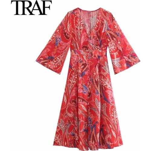 Летние платья с принтом TRAF China At AliExpress