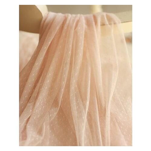 3 Yards Tulle Fabric in Peach Pink Black And Ivory, Mesh With Dots Baby Tutu