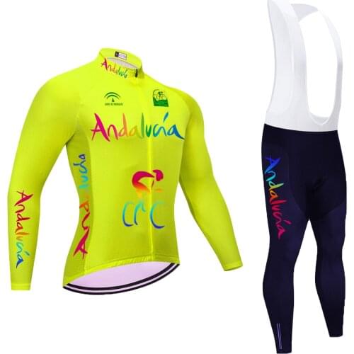 Autumn 2021 Team Andalucia Cycling Jersey 20D Set MTB Uniform Bicycle Clothing Quick Dry Bike Clothes Mens Long Cycling Wear