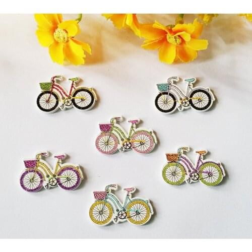 50pcs/pack 2 Holes bicycle Wood Buttons Fit Sewing And Scrapbook 20x32mm Random Mixed Sewing Accessories