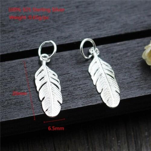 Buyee 100% 925 Sterling Silver DIY Jewelry Findings Feather Pendant Charms Jewelry Accessories for Women Bracelet Wholesale