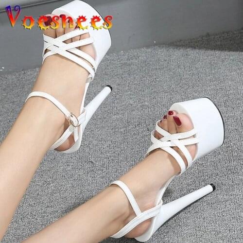 Platform Sandals Women Wedding Shoes 2019 Sexy Super High Heel 16.5CM Nightclub Party Shoes Female Sandals Ladys Sandals Red