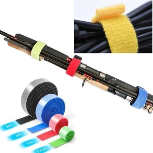 1 Roll Fishing Rod Tie Holder Strap Suspenders Fastener Hook Loop Ties Fishing Rod Strapping Velcro Outdoor Fishing Gadget