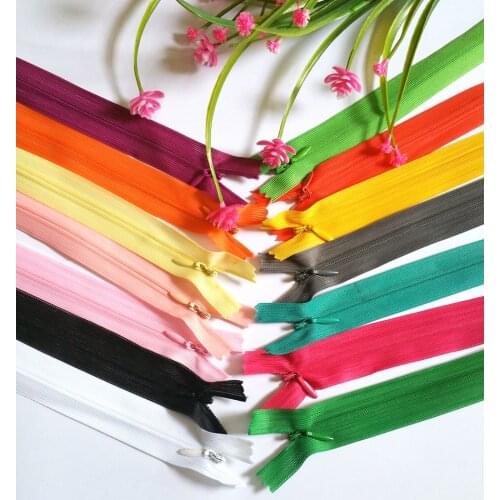 10pcs/lot Mix color Alipress 28cm Invisible Zippers 3# DIY Nylon Coil Zipper For Sewing Cushion/Back Tailor Tools
