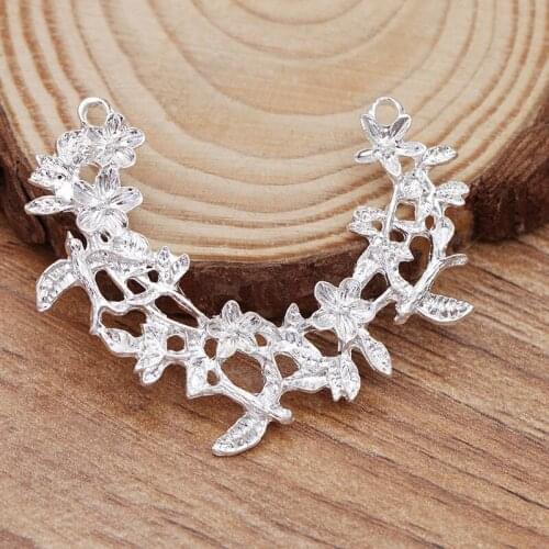20pcs 39x46mm Metal Alloy Flowers Branch DIY Accessories For Jewelry Making