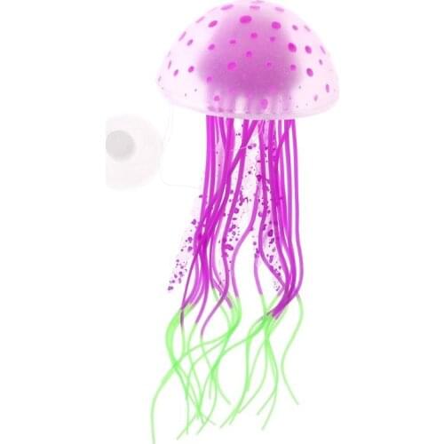 B0KB Aquarium Fluorescent Jellyfish Fish Tank Decoration Authentic Simulation Trumpet Goldfish Decor