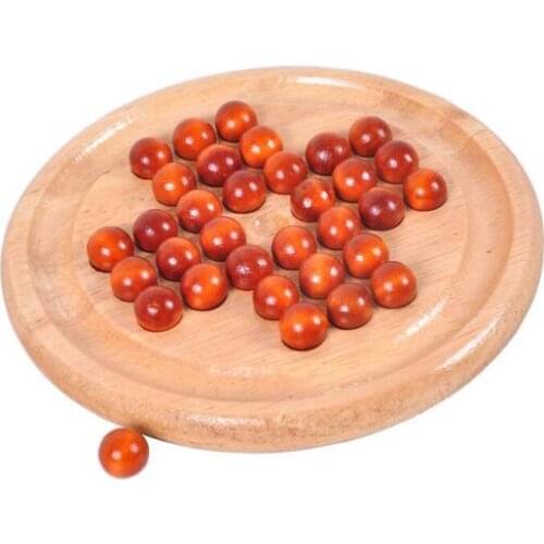 IQ Wooden Puzzle Peg Solitaire Solo Noble Brain Teaser Wood Game for Adults Children