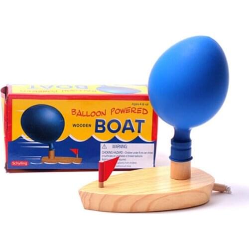 Wooden Balloon Powered Boat Children Water Playing Bathing Toy Kid Birthday Gift 87HD