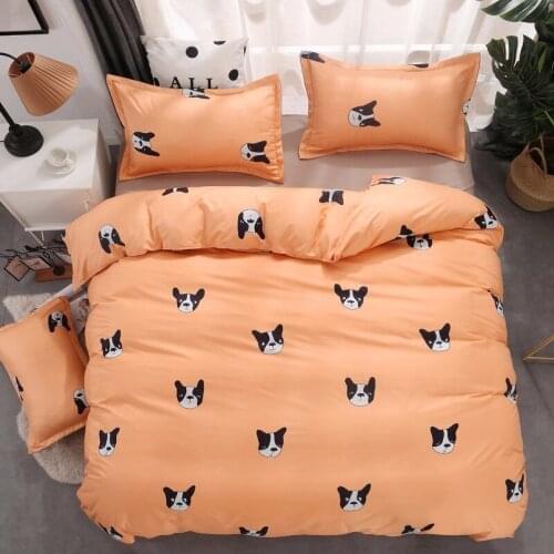 Home Textile Cartoon Cute Dog Duvet Cover Pillowcase Bed Sheet Simple Boy Girls Bedding Sets 3/4Pcs Single Double Bedlinen